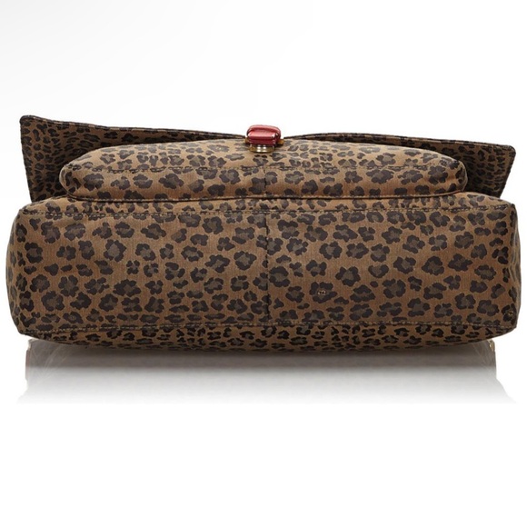 Fendi Brown Leopard Print Canvas Shoulder Bag Black - Picture 3 of 11